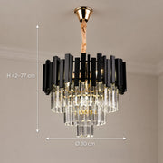 BLOIS Petito Crystal Chandelier 3xE14, Diameter 30cm, Black, Adjustable Height - 01_CC110:300BK.png