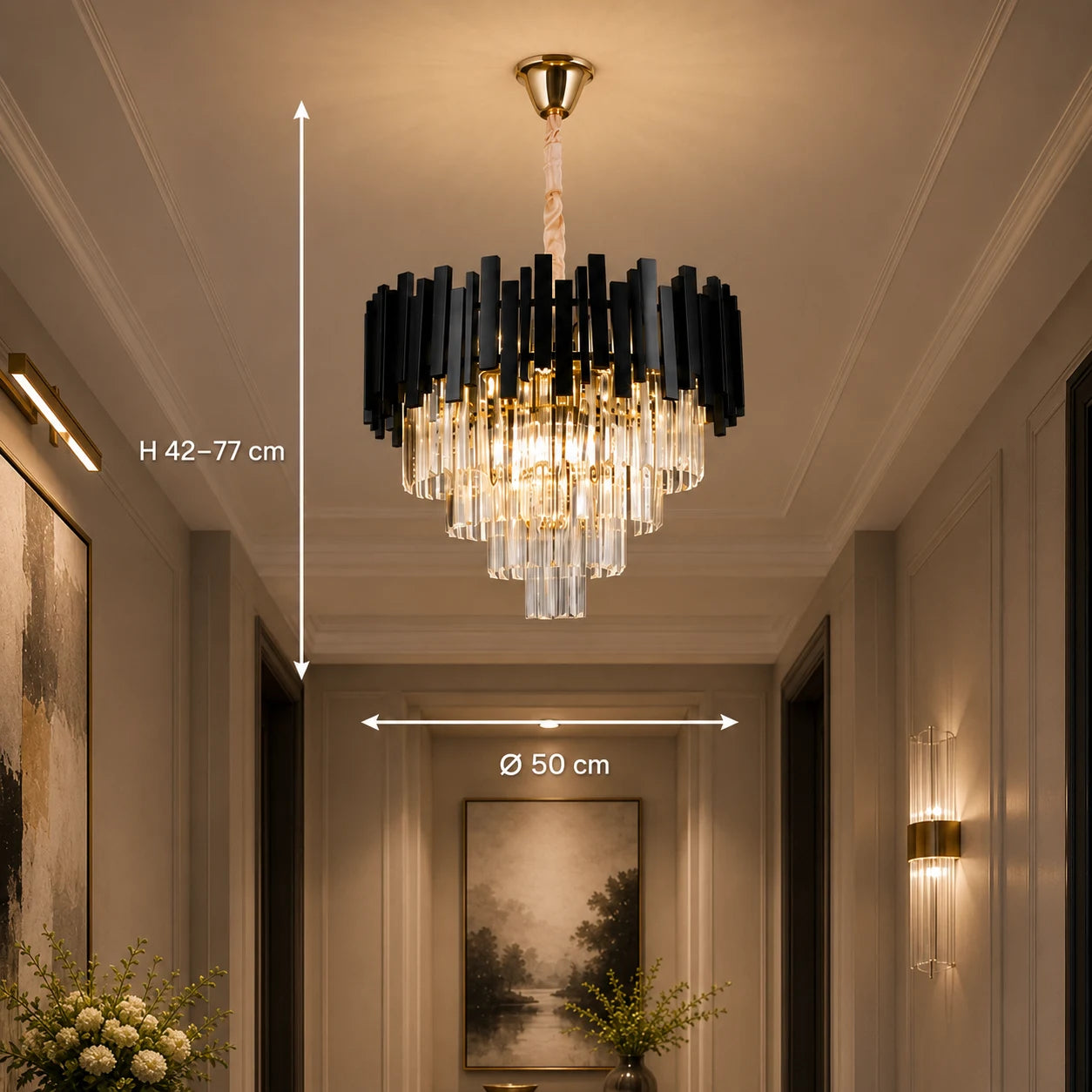 BLOIS Crystal Chandelier Elegance 8xE14, Diameter 50cm, Black, Adjustable Height - 01_CC110:500BK.png