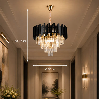 BLOIS Crystal Chandelier Elegance 8xE14, Diameter 50cm, Black, Adjustable Height - 01_CC110:500BK.png