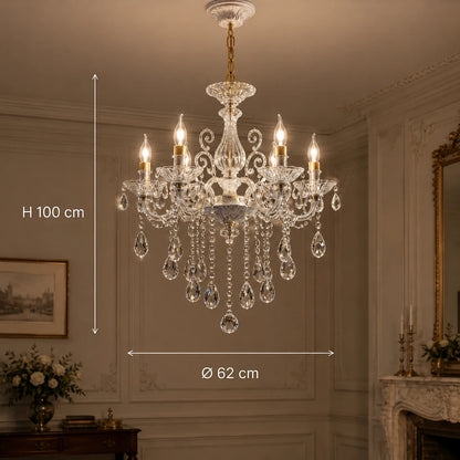 SANSSOUCI Chandelier 6xE14 Crystal and Metal – Classic Design, Silver White - 01_CC220-6WH.png