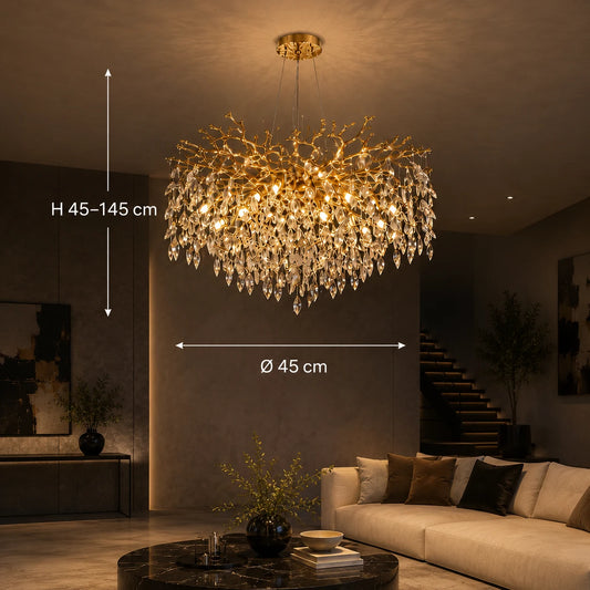 WALTZ Rhapsody Crystal Chandelier, 6xG9, Gold, Diameter 45cm, Adjustable Height - 01_CC330-45.png