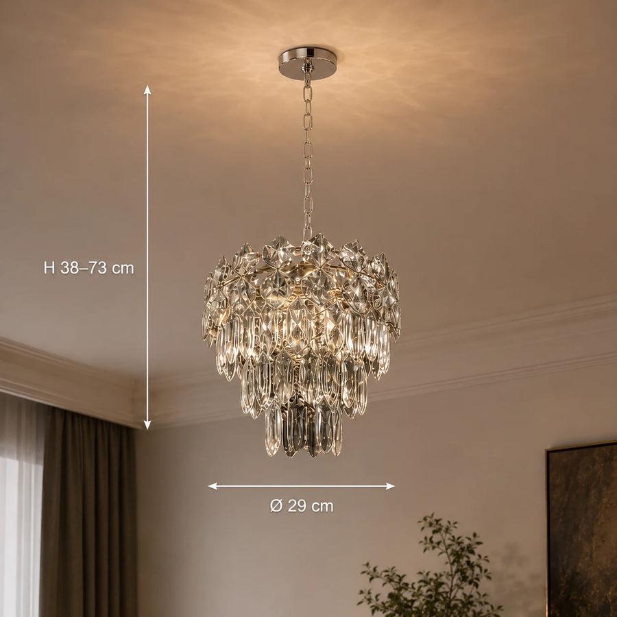 Crystal Chandelier WINDSOR Petito 3xE14, Diameter 29cm, Shiny Chrome, Adjustable Height - 01_CC800-300CH.png