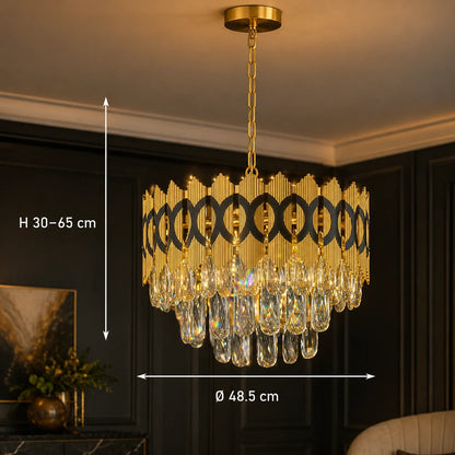 PIERREFONDS Elegance Crystal Chandelier 8x E14, Diameter 48.5cm, Shiny Gold, Adjustable Height - 01_CC8942-500.png