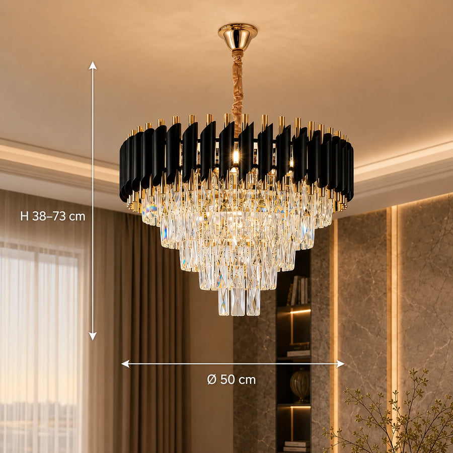 Crystal Chandelier VERSAILLES Eleganza 8x E14, Diameter 50cm, Gold, Adjustable Height - 01_CC900-500GD.png