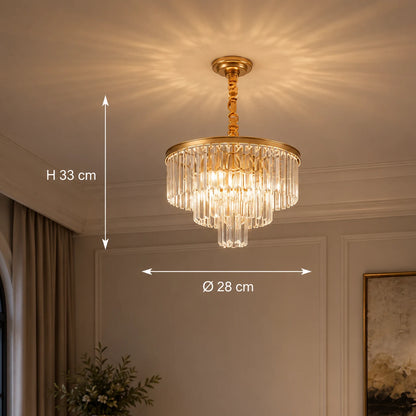 Crystal Chandelier CHAMBORD Petito 3xE14, Diameter 28cm, Matt Gold - 01_CC930-300GD.png