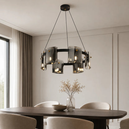 Modern Chandelier, Valmontreux Largo, 6xG9, Diameter 60cm, Black, Adjustable Height - 01_CM360-600BK.png