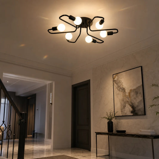 MODERNIST Hexa 6 Chandelier, 6x E27, Black, Modern Design - 01_LC370-6BK.png