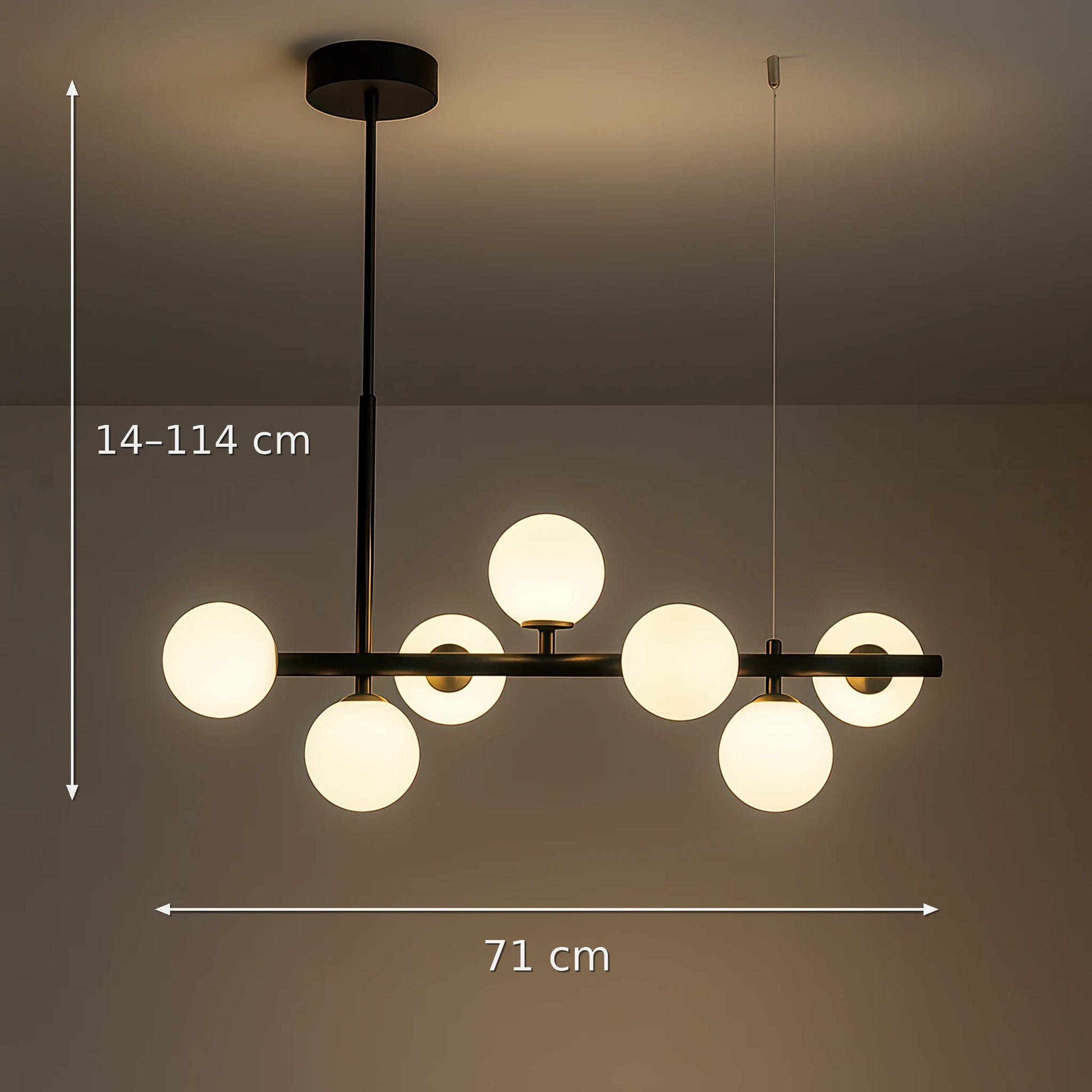LOFT Pavilion Modern Bulb Chandelier, 7x G9, Black, Metal, Adjustable Height - 01_LC800-7BK.png