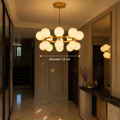 LOFT Chamber Chandelier, 15x G9, White Gold, Metal, Adjustable Height, Modern - 01_LC802-15GD.png