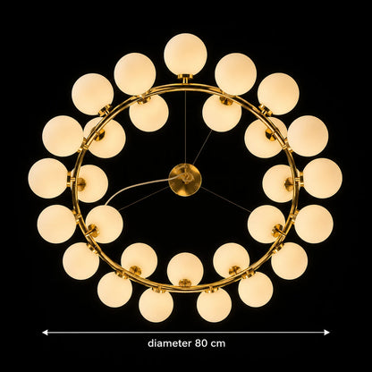 LOFT Chamber Chandelier, 25x G9, White Gold, Metal, Adjustable Height, Modern - 01_LC802-25GD.png