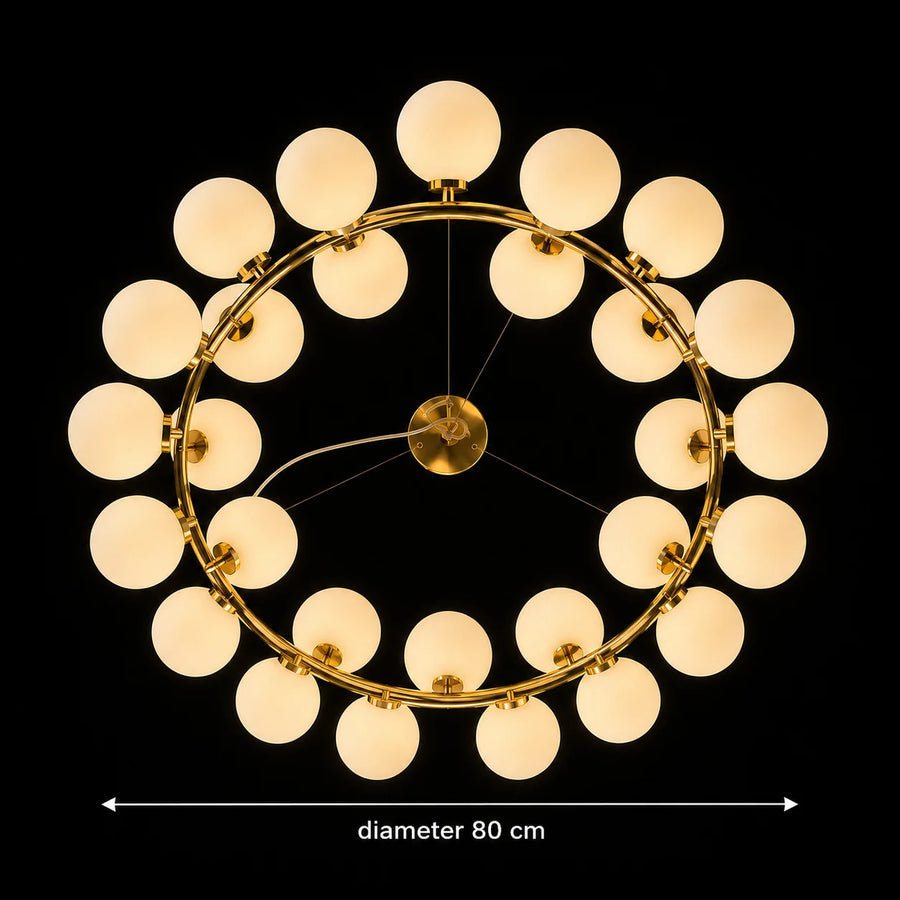 LOFT Chamber Chandelier, 25x G9, White Gold, Metal, Adjustable Height, Modern - 01_LC802-25GD.png