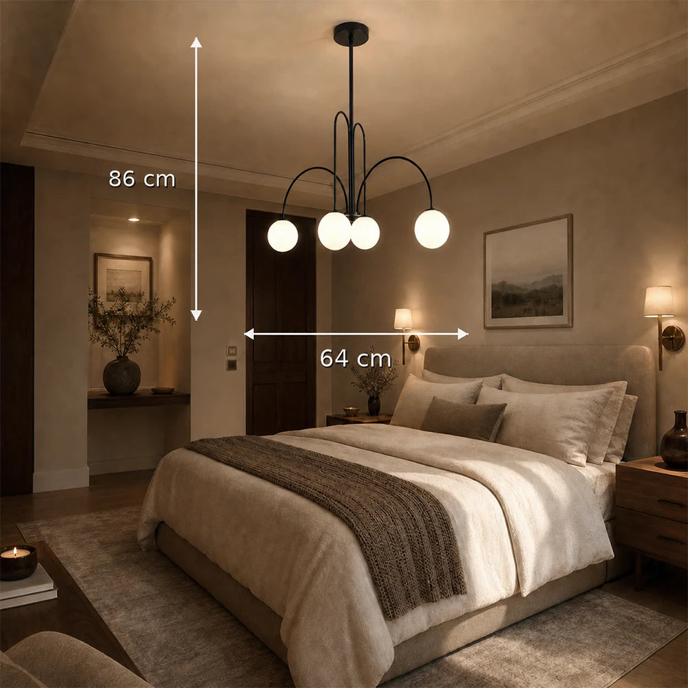 Chandelier with Shade, Torino, 4xE27, Black, Metal - 01_LC850-4BK.png