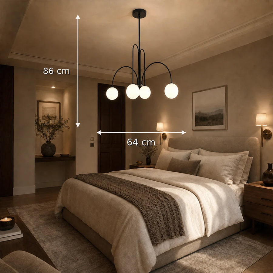 Chandelier with Shade, Torino, 4xE27, Black, Metal - 01_LC850-4BK.png
