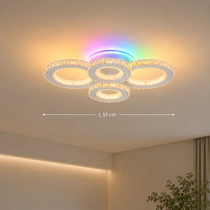 LED chandelier with remote control and crystal NOVA ROTONDA RGB 82W, 4 Circles, Cold/Warm/Neutral light, Dimmable, White - 01_LT073-4WH.png