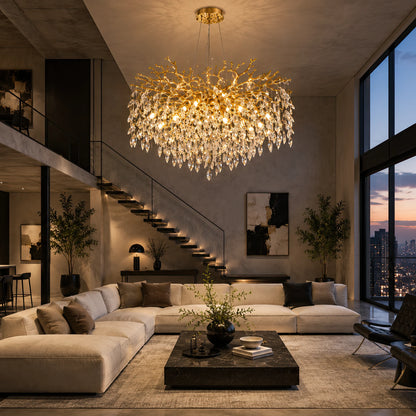 WALTZ Rhapsody Crystal Chandelier, 6xG9, Gold, Diameter 45cm, Adjustable Height - 02_CC330-45.png