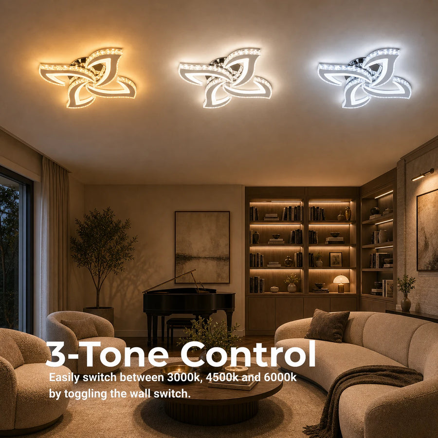 Alejandro LED Chandelier with Remote Control, 71W, 4 Flowers, Cool/Warm/Neutral Dimmable Light, Chrome - 02_LT071-4CH.png
