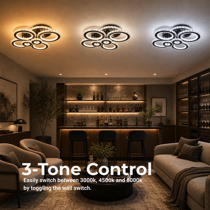 LED chandelier with remote control and crystal NOVA ROTONDA RGB 145W, 6 Circles, Cold/Warm/Neutral light, Dimmable, Black - 02_LT073-6BK.png