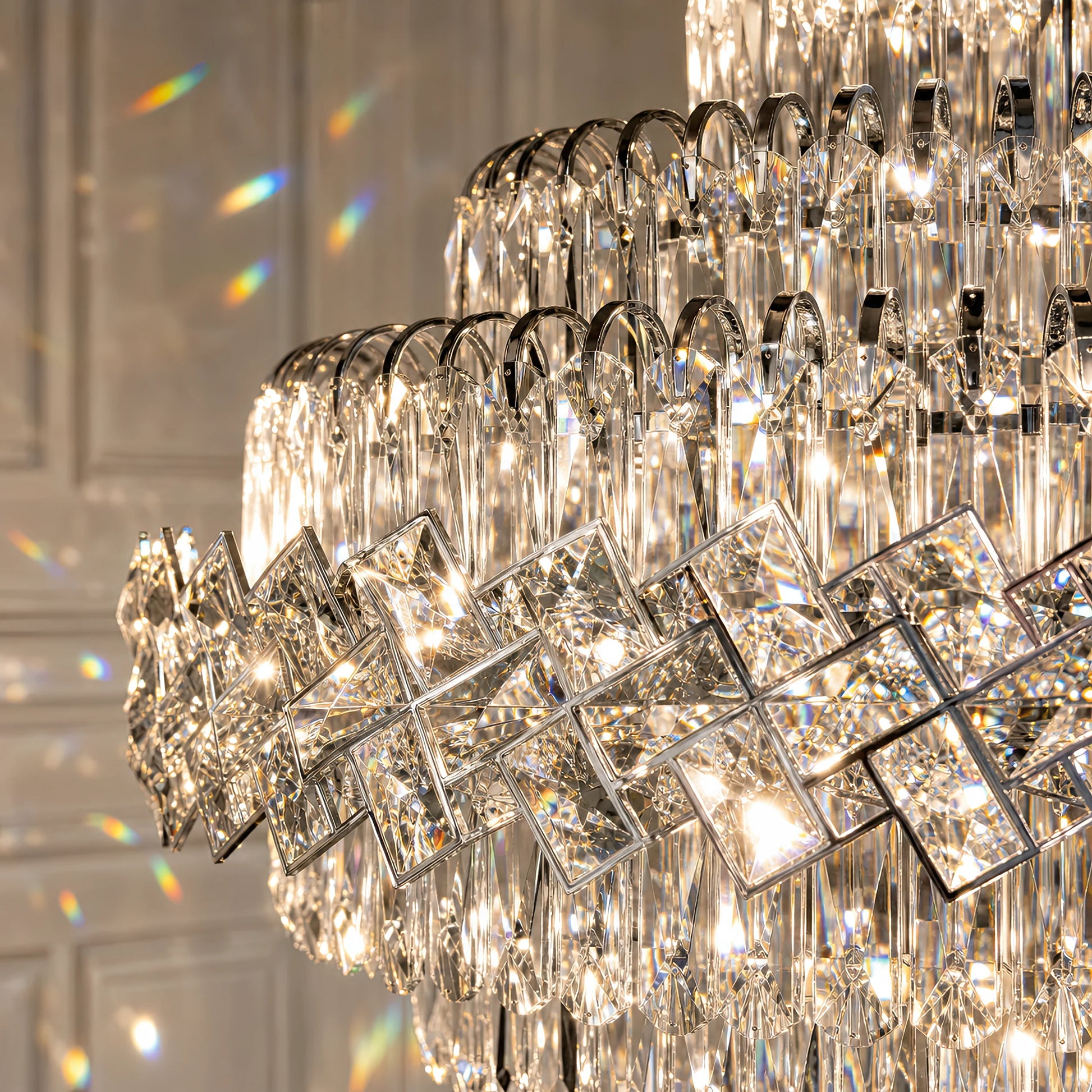 WINDSOR Grande Supremo Crystal Chandelier 14xE14, Diameter 60X90cm, Shiny Chrome, Adjustable Height - 03_CC800-600X900CH.png