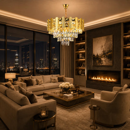 Crystal Chandelier PELES Petito 3xE14, Diameter 27cm, Shiny Gold, Adjustable Height - 03_CC8958 300GD.png