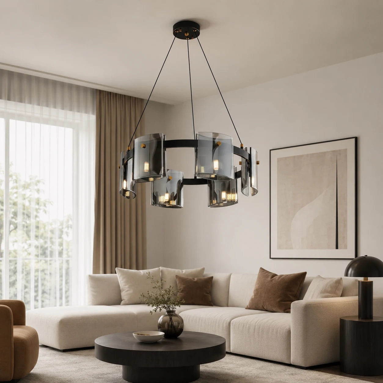 Modern Chandelier, Valmontreux Largo, 6xG9, Diameter 60cm, Black, Adjustable Height - 03_CM360-600BK.png