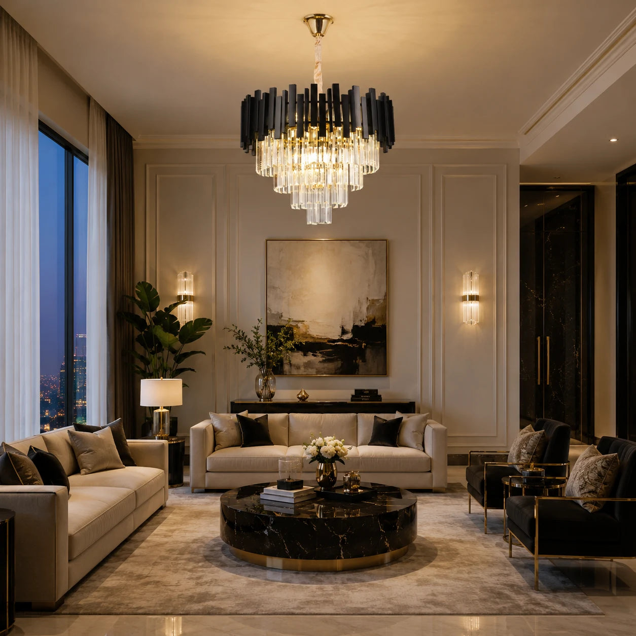 BLOIS Crystal Chandelier Eleganza 8xE14, Diameter 50cm, Black, Adjustable Height - 04_CC110:500BK.png