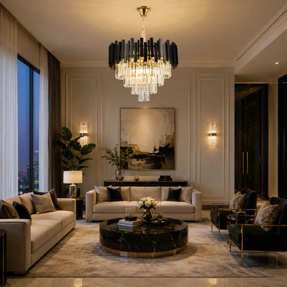 BLOIS Crystal Chandelier Eleganza 8xE14, Diameter 50cm, Black, Adjustable Height - 04_CC110:500BK.png