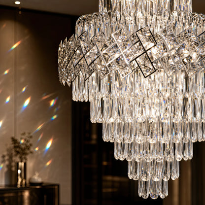 WINDSOR Grande Supremo Crystal Chandelier 14xE14, Diameter 60X90cm, Shiny Chrome, Adjustable Height - 04_CC800-600X900CH.png