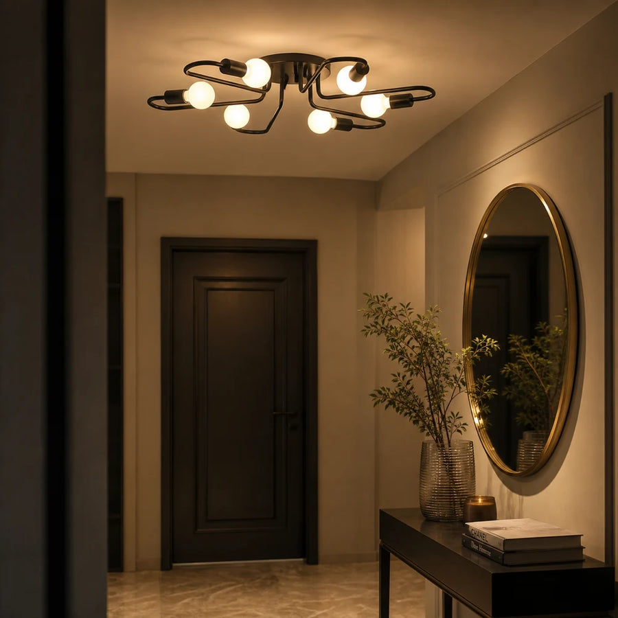 MODERNIST Hexa 6 Chandelier, 6x E27, Black, Modern Design - 04_LC370-6BK.png