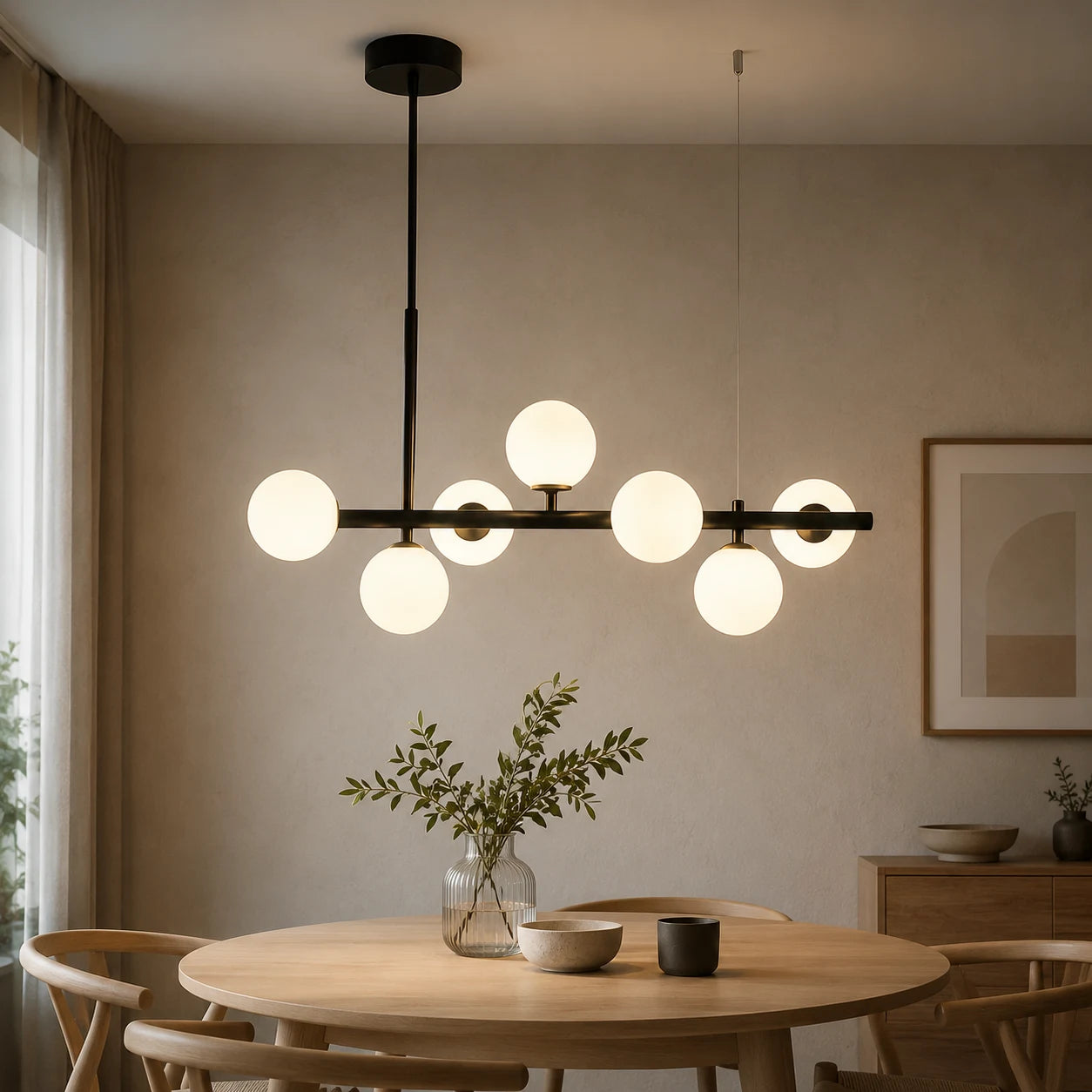 LOFT Pavilion Modern Light Bulb Chandelier, 7x G9, Black, Metal, Adjustable Height - 04_LC800-7BK.png