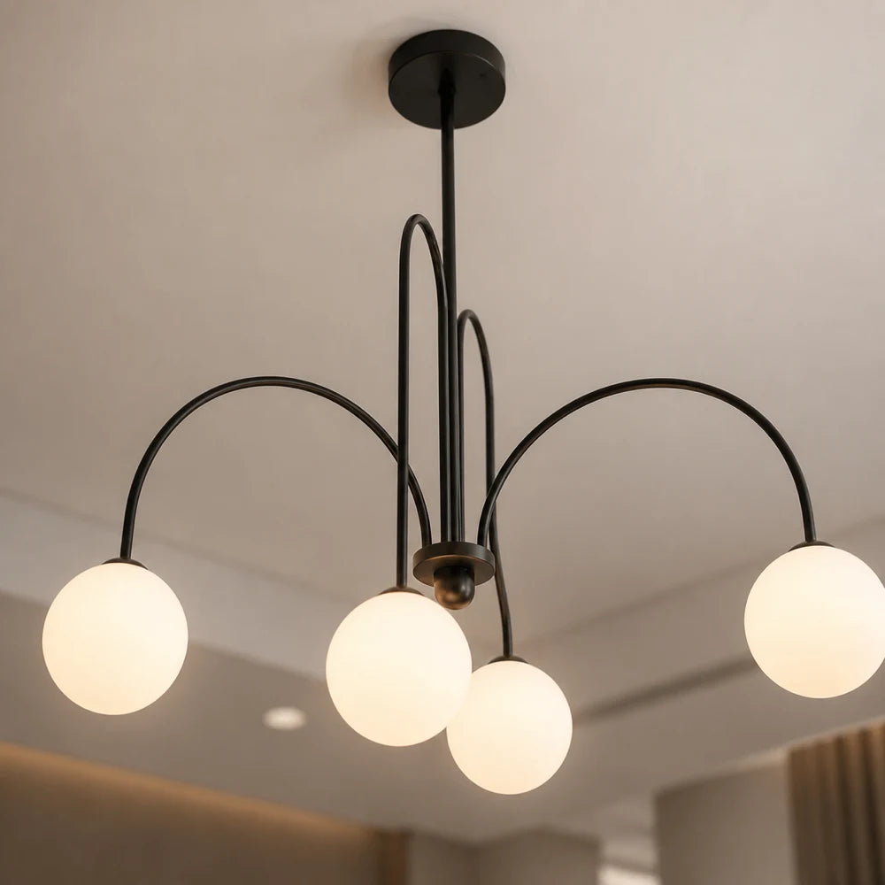 Chandelier with Shade, Torino, 4xE27, Black, Metal - 04_LC850-4BK.png