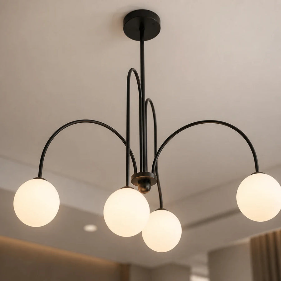 Chandelier with Shade, Torino, 4xE27, Black, Metal - 04_LC850-4BK.png