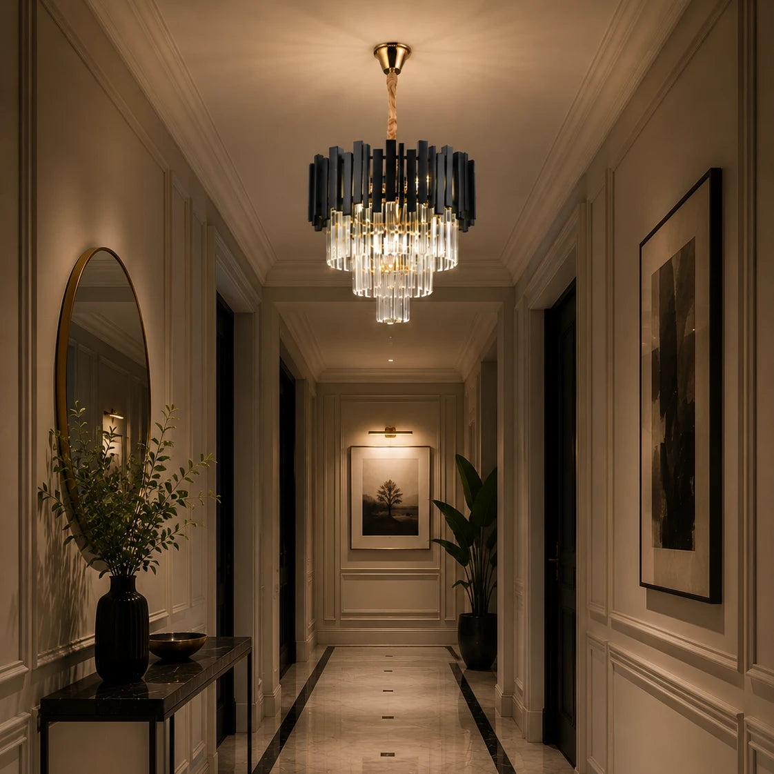 BLOIS Petito Crystal Chandelier 3xE14, Diameter 30cm, Black, Adjustable Height - 05_CC110:300BK.png