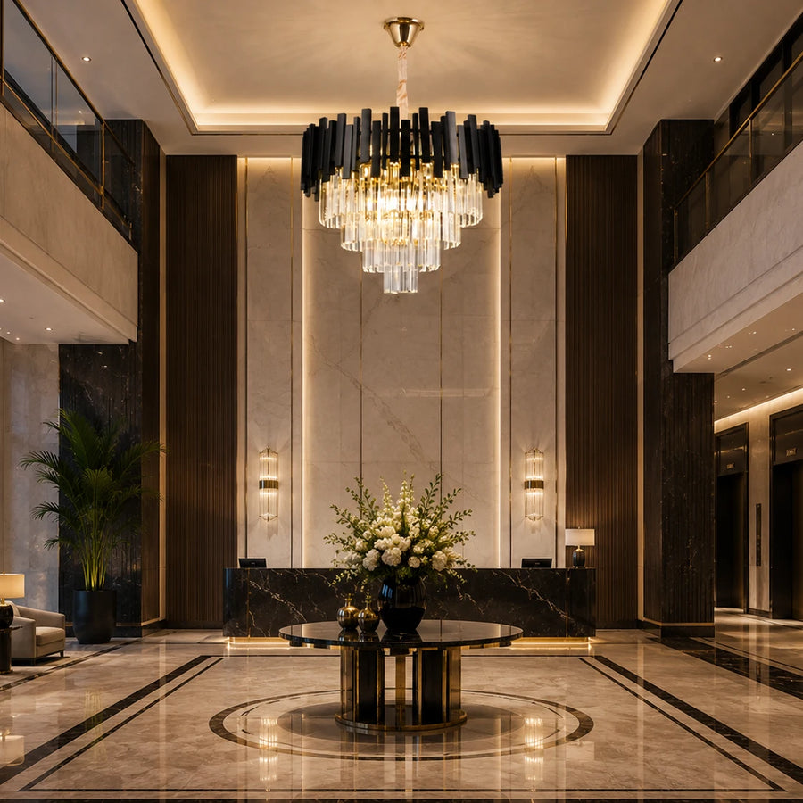 BLOIS Crystal Chandelier Elegance 8xE14, Diameter 50cm, Black, Adjustable Height - 05_CC110:500BK.png