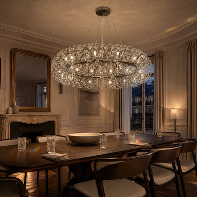 Crystal Chandelier SEGOVIA Magno 12x E14, Diameter 60cm, Shiny Silver, Adjustable Height