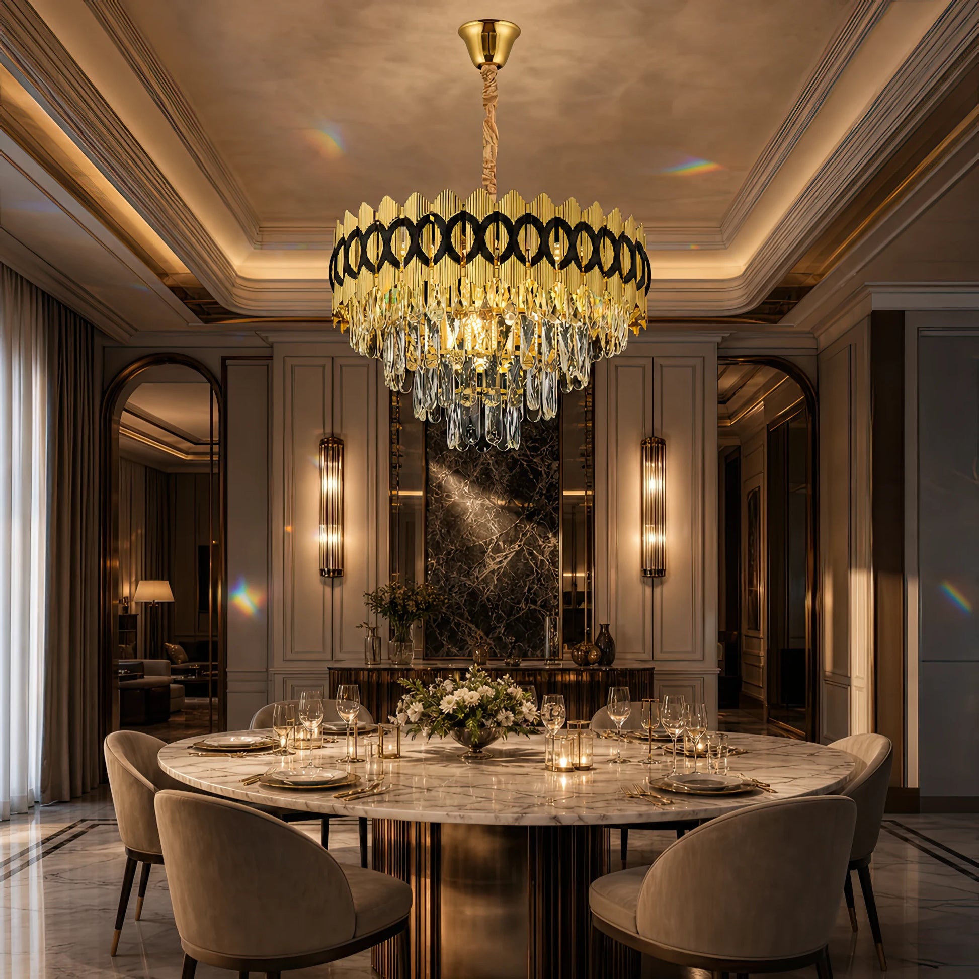 PIERREFONDS Elegance Crystal Chandelier 8x E14, Diameter 48.5cm, Shiny Gold, Adjustable Height - 05_CC8942-500.png