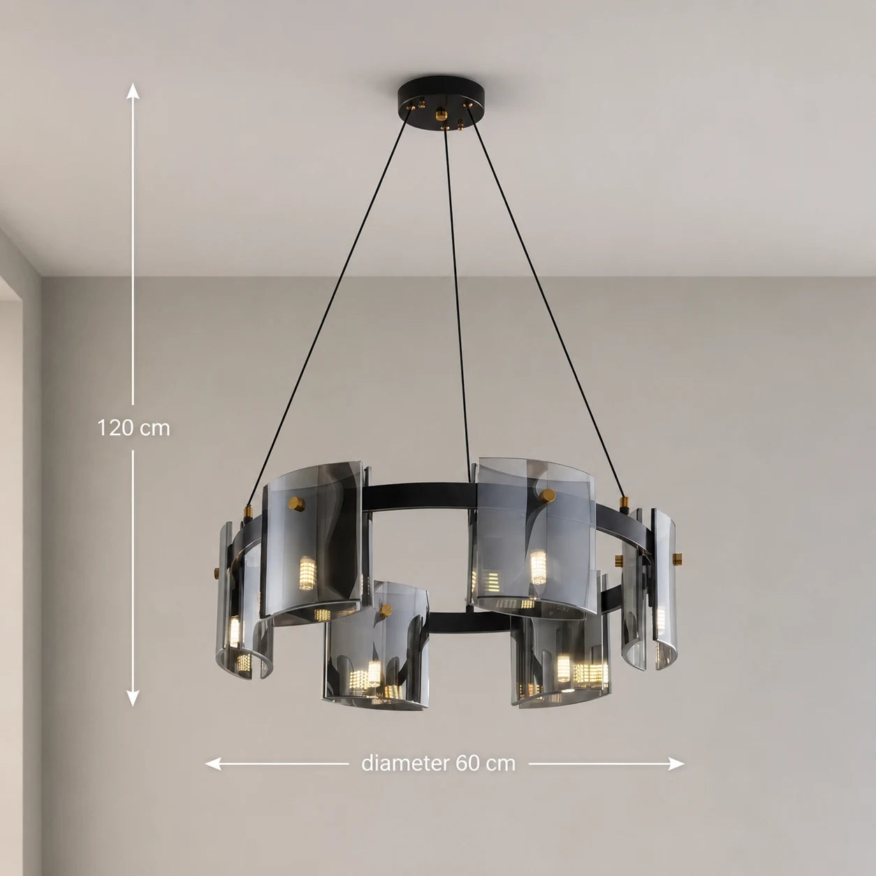 Modern Chandelier, Valmontreux Largo, 6xG9, Diameter 60cm, Black, Adjustable Height - 05_CM360-600BK.png