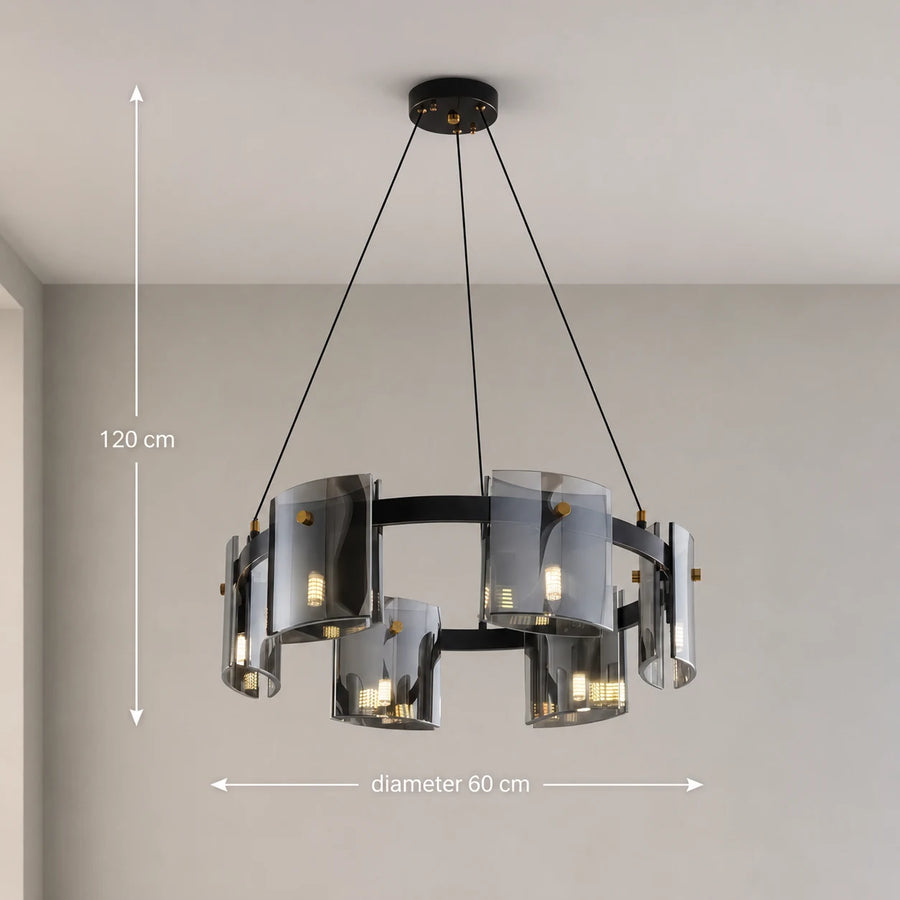 Modern Chandelier, Valmontreux Largo, 6xG9, Diameter 60cm, Black, Adjustable Height - 05_CM360-600BK.png