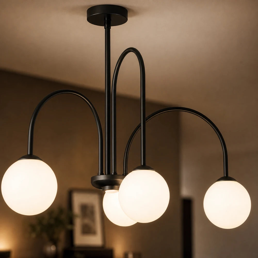 Chandelier with Shade, Torino, 4xE27, Black, Metal - 05_LC850-4BK.png