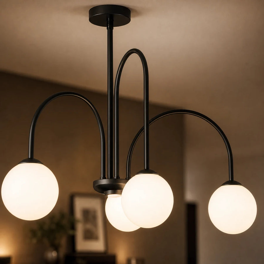 Chandelier with Shade, Torino, 4xE27, Black, Metal - 05_LC850-4BK.png