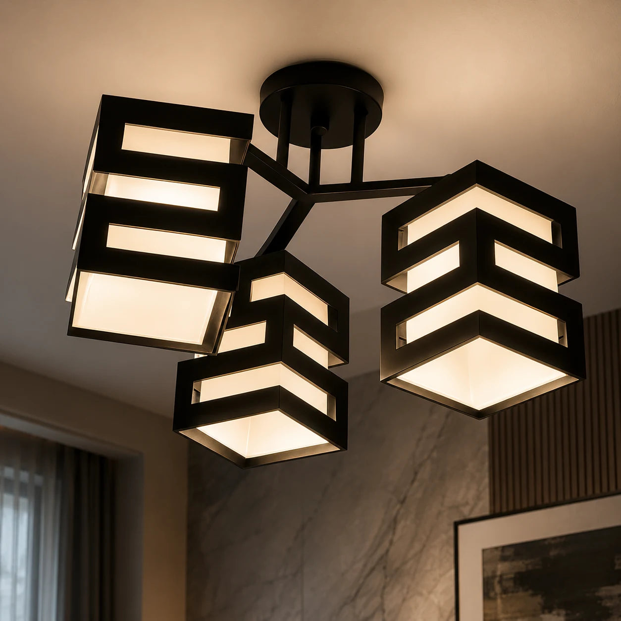 VANJA Chandelier with Square Lampshade, 3 X Socket E27 White / Black - 05_LC890-3.png