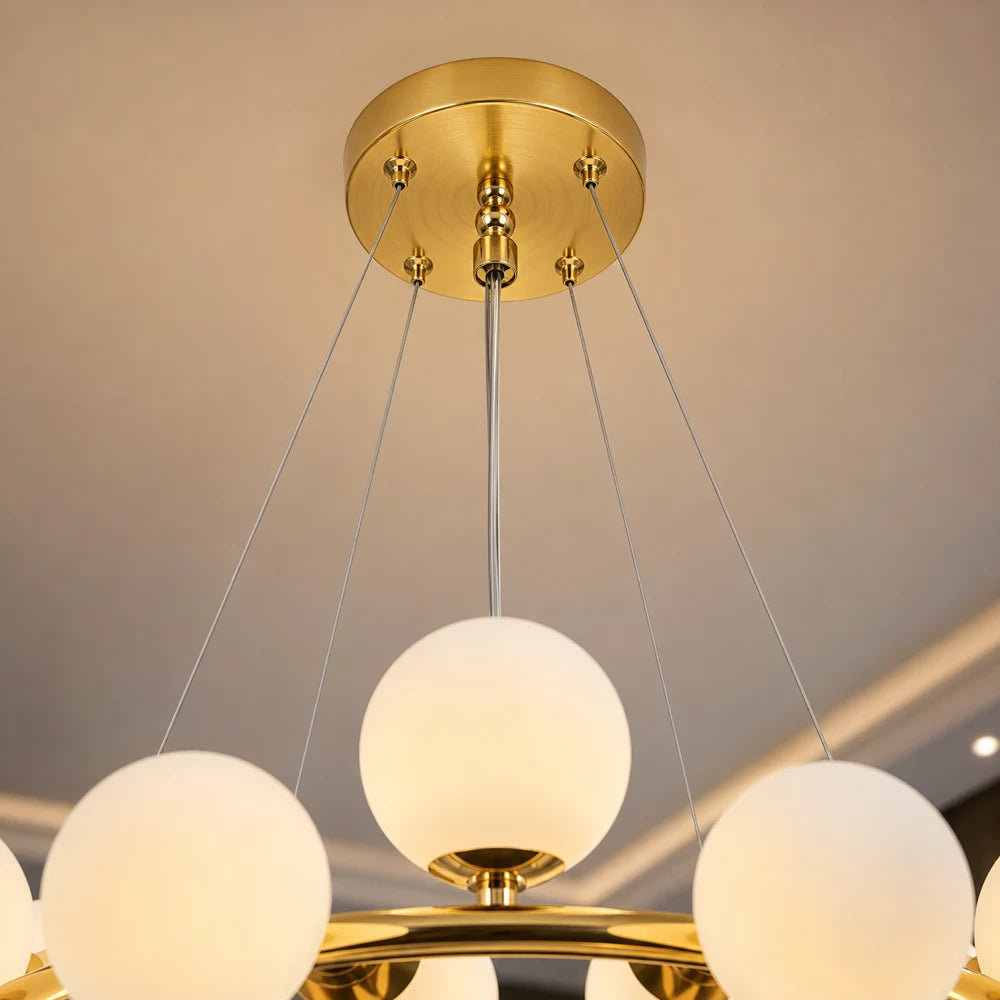 LOFT Chamber Chandelier, 25x G9, White Gold, Metal, Adjustable Height, Modern - 04_LC802-25GD.png
