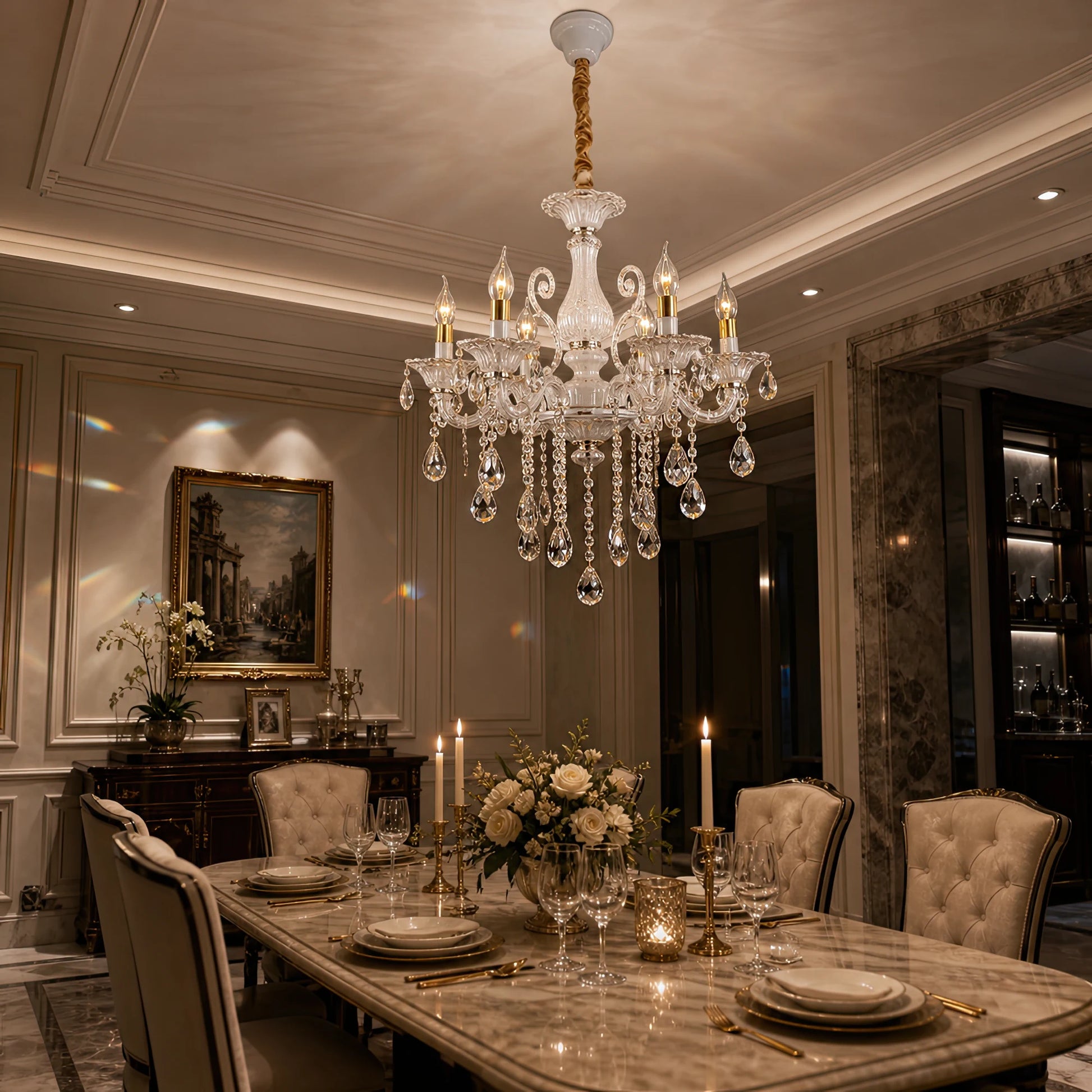 SANSSOUCI Chandelier 6xE14 Crystal and Metal – Classic Design, Silver White - 06_CC220-6WH.png