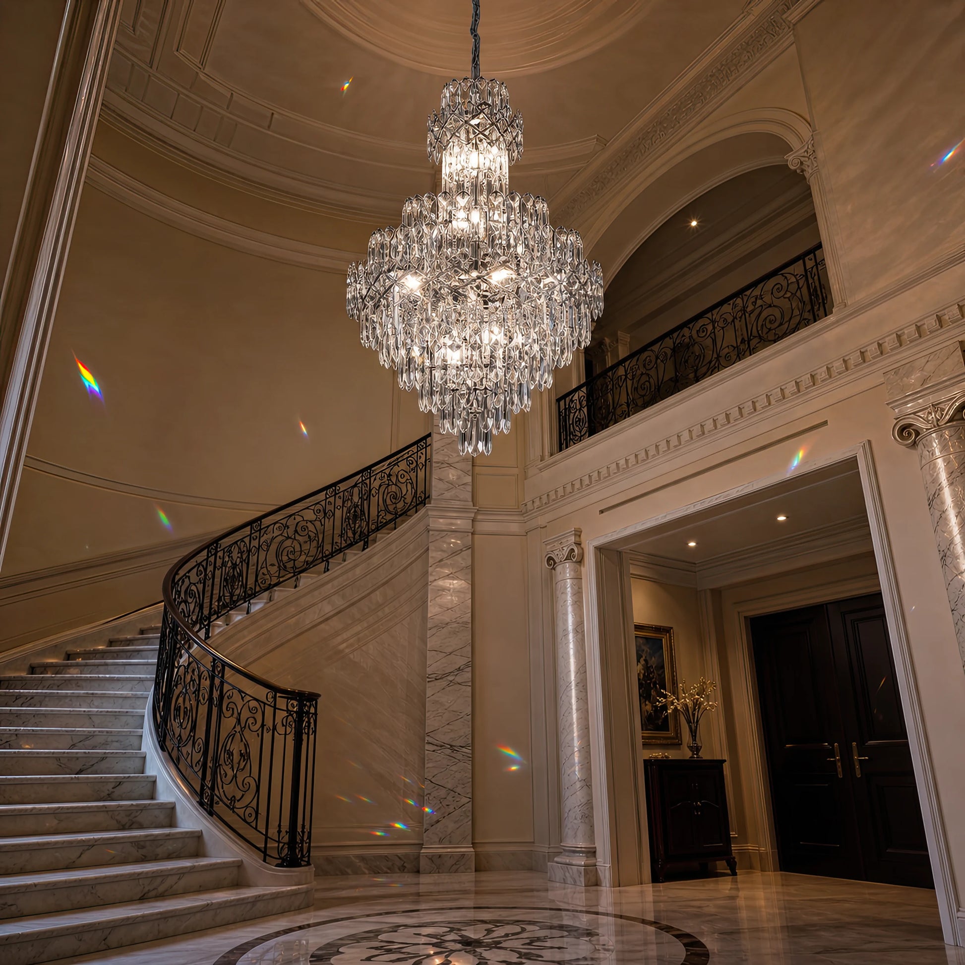 WINDSOR Grande Supremo Crystal Chandelier 14xE14, Diameter 60X90cm, Shiny Chrome, Adjustable Height - 06_CC800-600X900CH.png