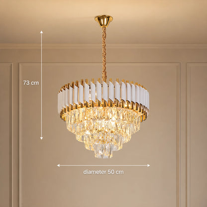 Crystal Chandelier VERSAILLES Elegance 8x E14, Diameter 50cm, Shiny Gold and White, Adjustable Height - 06_CC900-500WH.png
