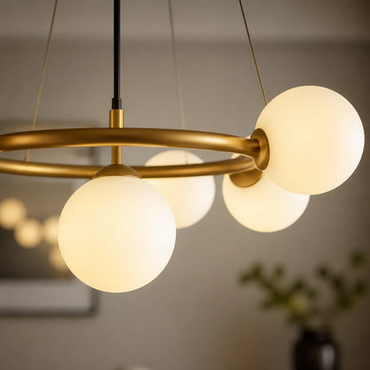LOFT Chamber Chandelier, 5x G9, White Gold, Metal, Adjustable Height, Modern - 06_LC802-5GD.png