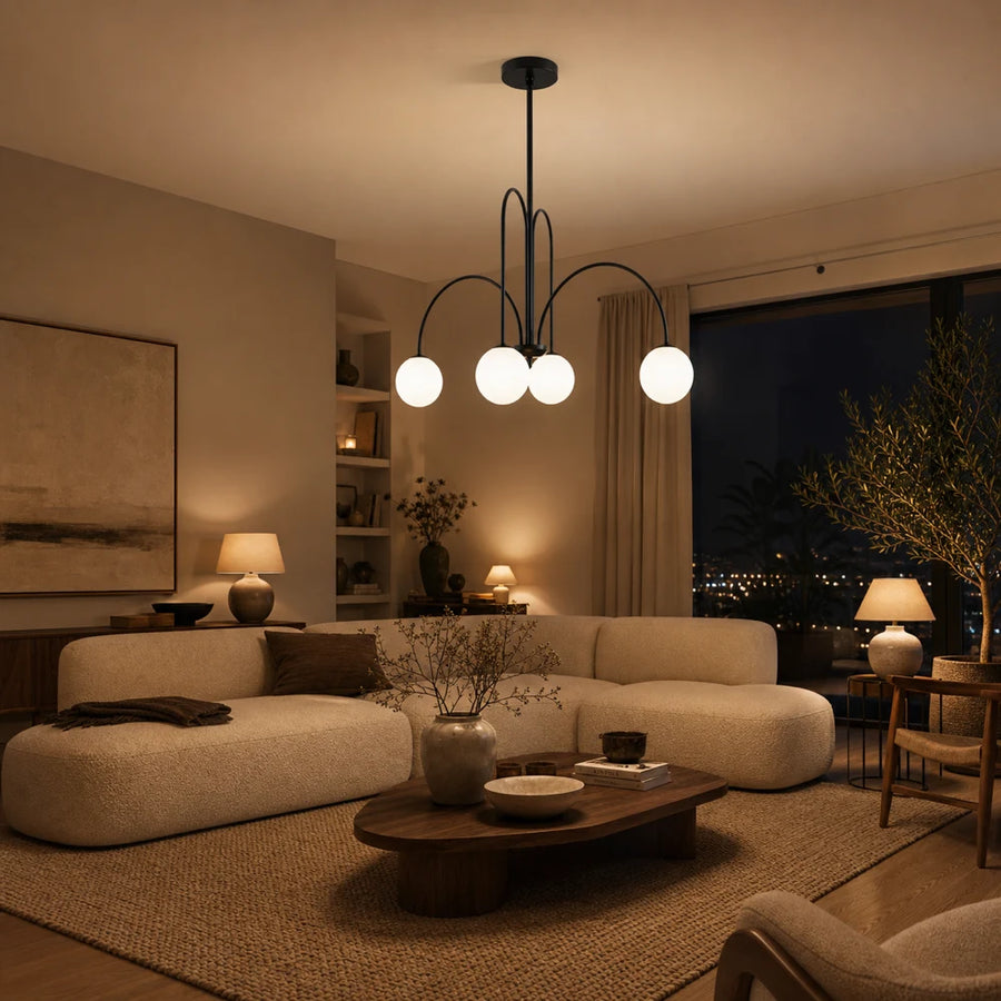 Chandelier with Shade, Torino, 4xE27, Black, Metal - 06_LC850-4BK.png