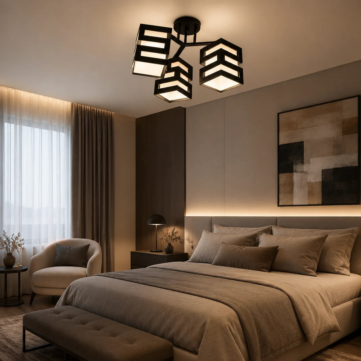 VANJA Chandelier with Square Lampshade, 3 X Socket E27 White / Black - 06_LC890-3.png