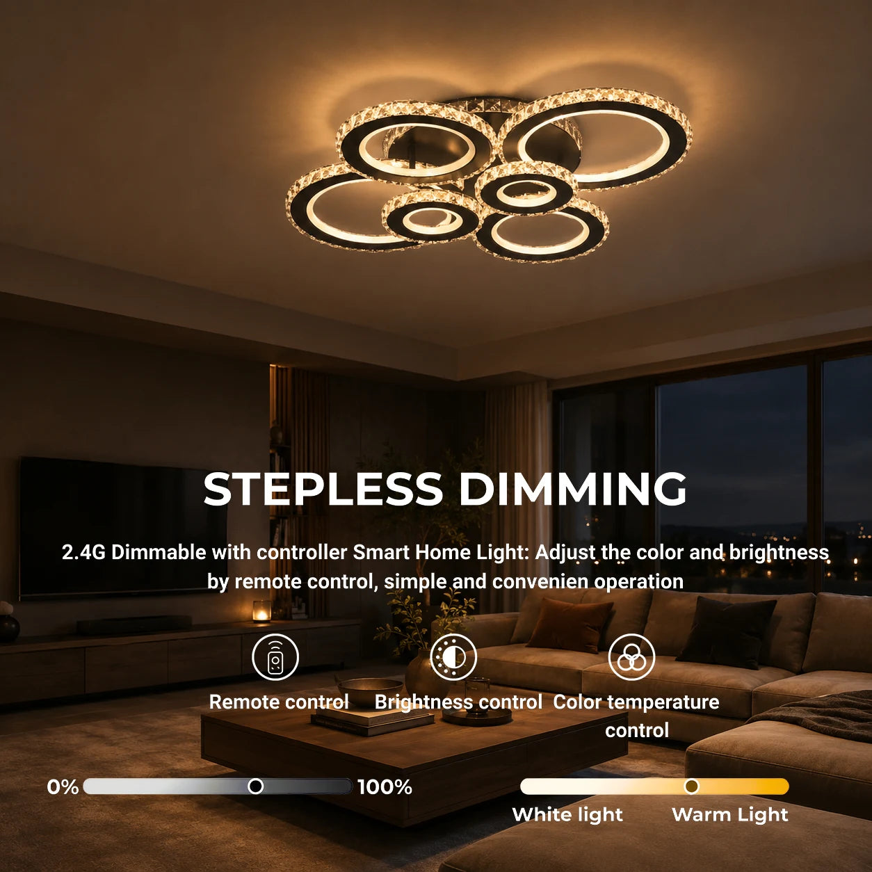 LED chandelier with remote control and crystal NOVA ROTONDA RGB 145W, 6 Circles, Cold/Warm/Neutral light, Dimmable, Black - 06_LT073-6BK.png