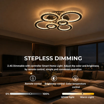 LED chandelier with remote control and crystal NOVA ROTONDA RGB 145W, 6 Circles, Cold/Warm/Neutral light, Dimmable, Black - 06_LT073-6BK.png