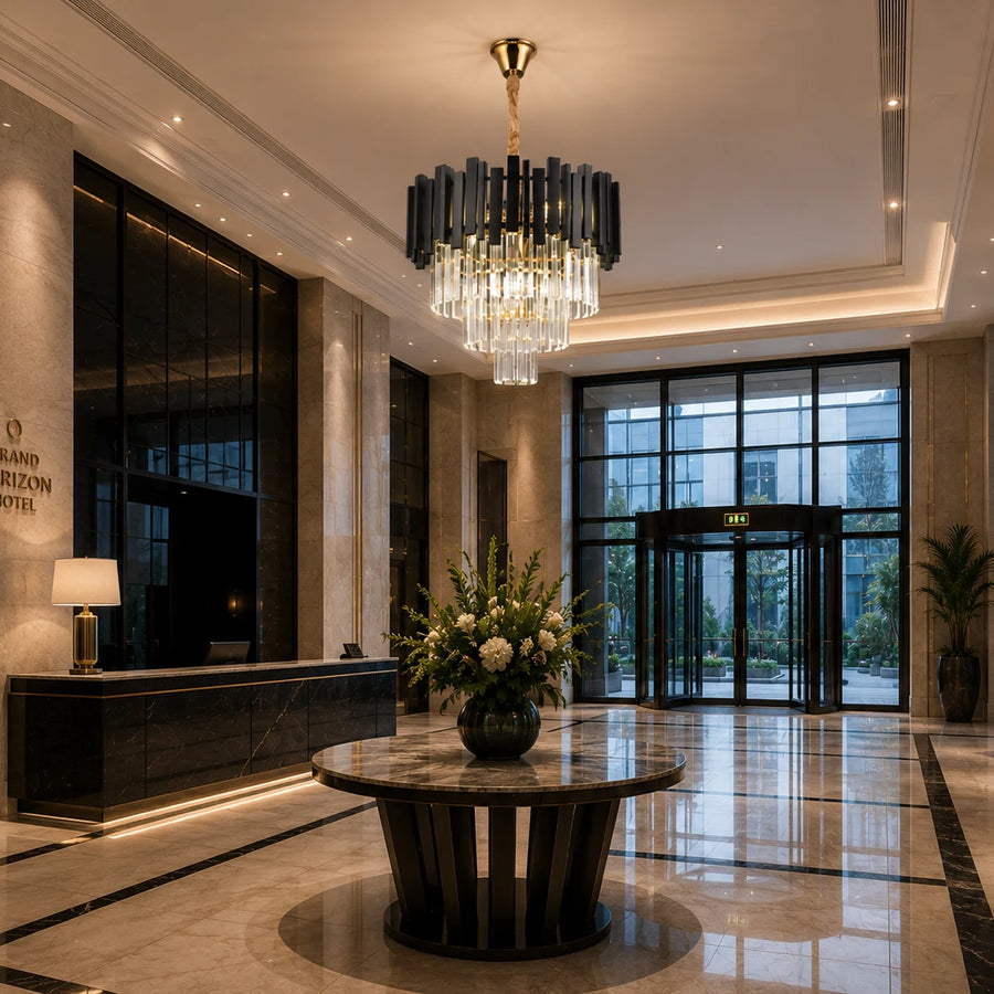 BLOIS Petito Crystal Chandelier 3xE14, Diameter 30cm, Black, Adjustable Height - 07_CC110:300BK.png